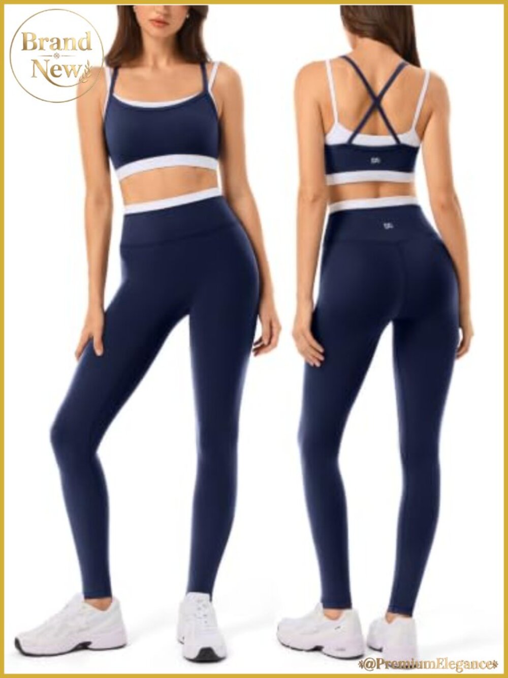 Women's 2-Piece Workout Set Nylon Sports Bra Leggings Activewear